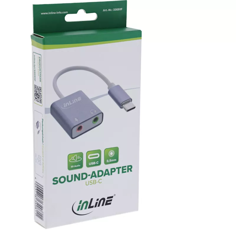 Audioconverter InLine 33051F USB Type-C grijs 42x30x12mm
