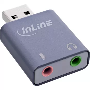 Audio-adapter InLine 33051E USB Type-A grijs 42mm x 30mm x 12mm
