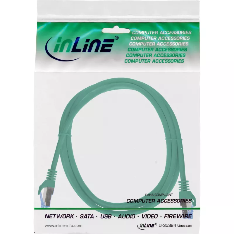 InLine 72601G Netwerkkabel groen 1 m Cat6a S/FTP (S-STP)