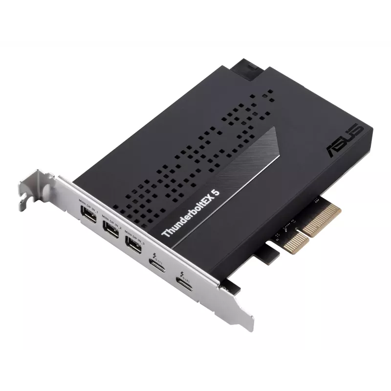Interfacekaart ASUS ThunderboltEX 5 — PCIe 4.0, Intel JHL9580, Mini DisplayPort, USB 2.0, 120 Gbit/s