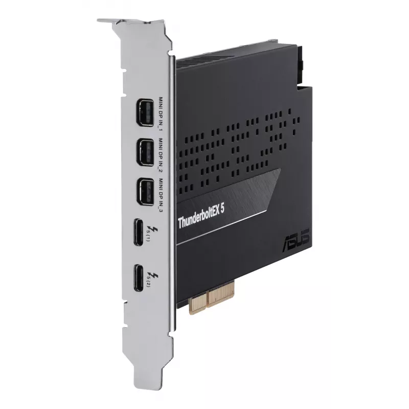 Interfacekaart ASUS ThunderboltEX 5 — PCIe 4.0, Intel JHL9580, Mini DisplayPort, USB 2.0, 120 Gbit/s