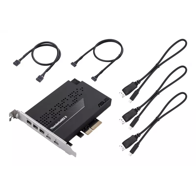 Interfacekaart ASUS ThunderboltEX 5 — PCIe 4.0, Intel JHL9580, Mini DisplayPort, USB 2.0, 120 Gbit/s