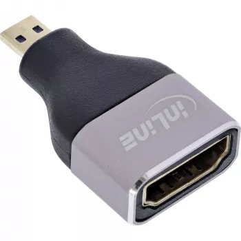 InLine 17991B HDMI A naar Micro HDMI D kabeladapter zwart grijs