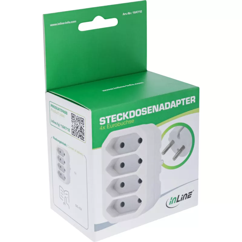 Netstekkeradapter type F type C InLine 16471E wit