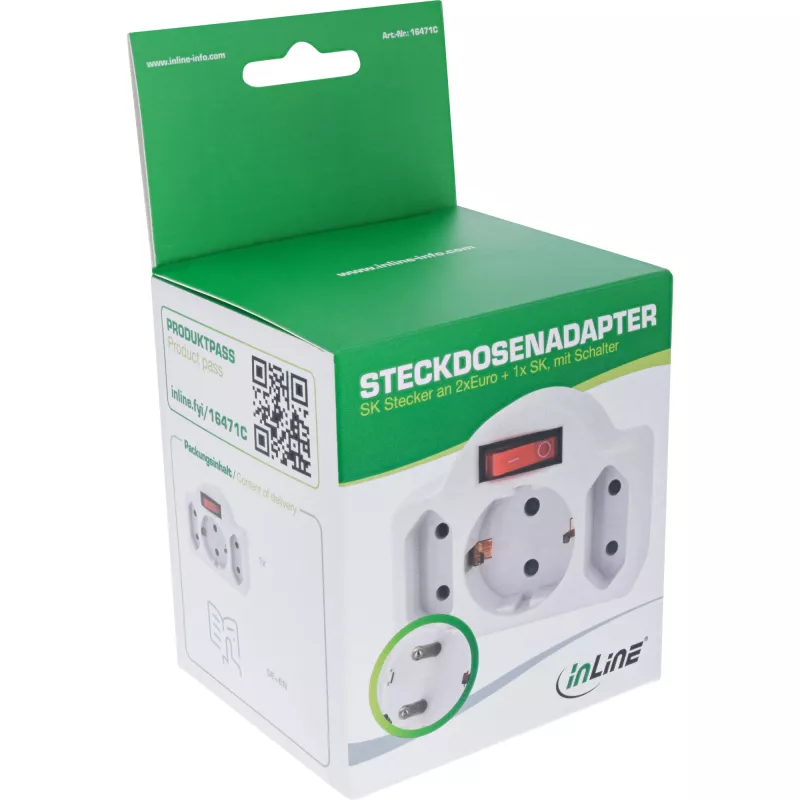 Netstekkeradapter type F InLine 16471C 2x type C + type F wit