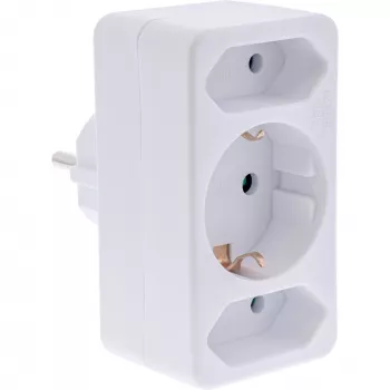 Netstekkeradapter type F InLine 16471B 2x type C + type F wit