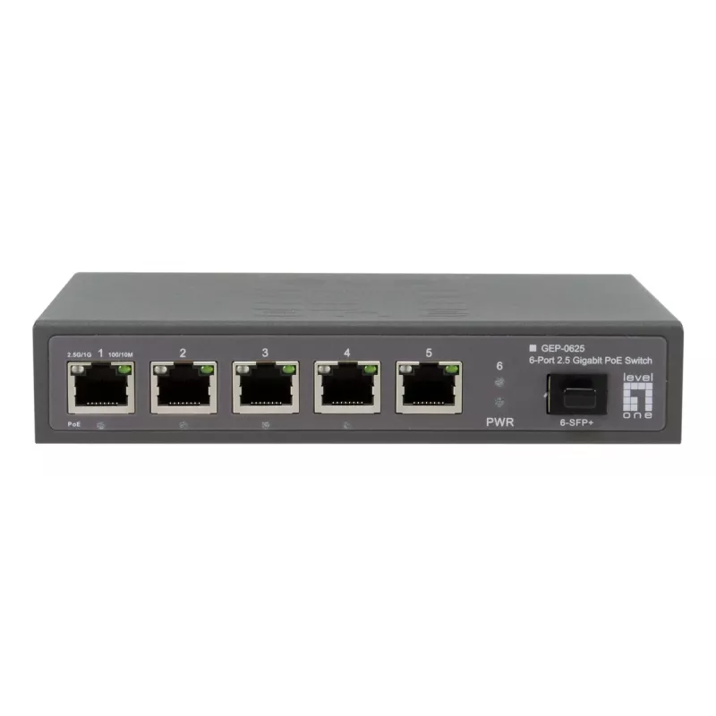 LevelOne GEP-0625 netwerkswitch unmanaged 2.5G Ethernet (100/1000/2500) Power over Ethernet (PoE) zwart