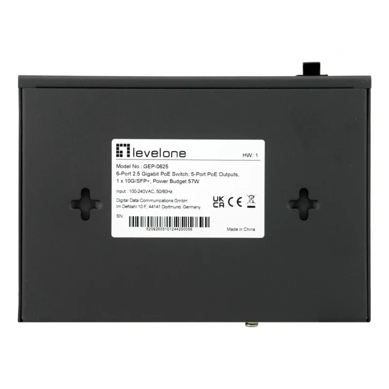 LevelOne GEP-0625 netwerkswitch unmanaged 2.5G Ethernet (100/1000/2500) Power over Ethernet (PoE) zwart