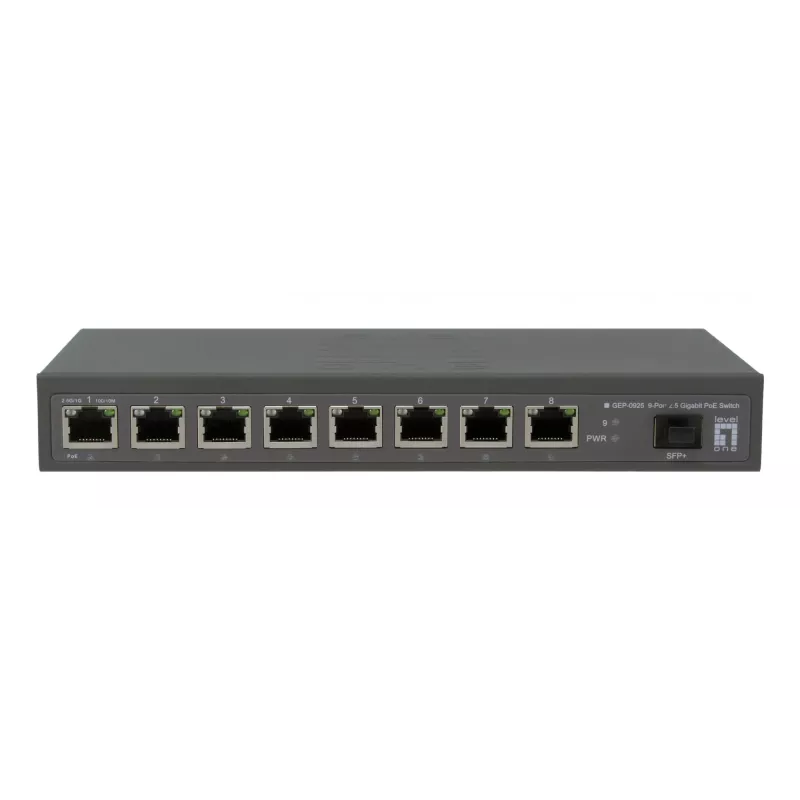 LevelOne GEP-0925 netwerkswitch unmanaged 2.5G Ethernet (100/1000/2500) Power over Ethernet (PoE) zwart