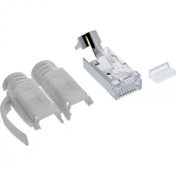 InLine crimp-stekker Cat.6A RJ45 afgeschermd, 3-delig grijs 100-pack