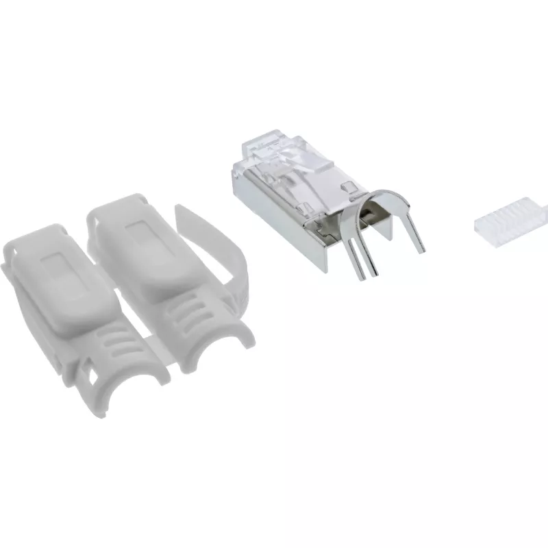 InLine crimp-stekker Cat.6A RJ45 afgeschermd, 3-delig grijs 100-pack