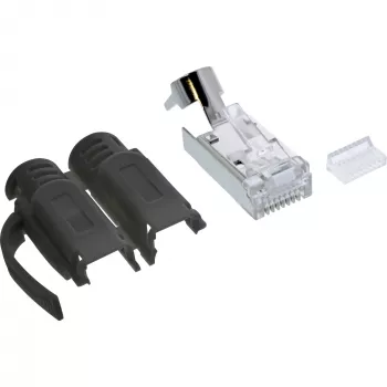 InLine crimp-stekker Cat.6A RJ45 afgeschermd, 3-delig zwart 10-pack