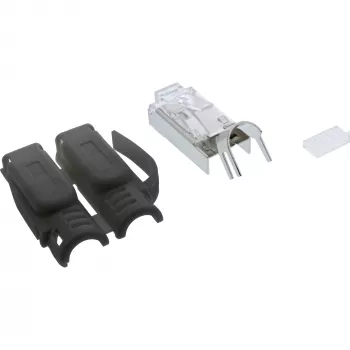 InLine crimp-stekker Cat.6A RJ45 afgeschermd, 3-delig zwart 10-pack