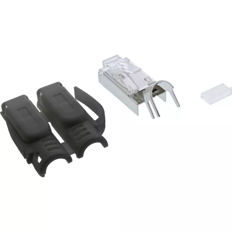 InLine crimp-stekker Cat.6A RJ45 afgeschermd, 3-delig zwart 10-pack