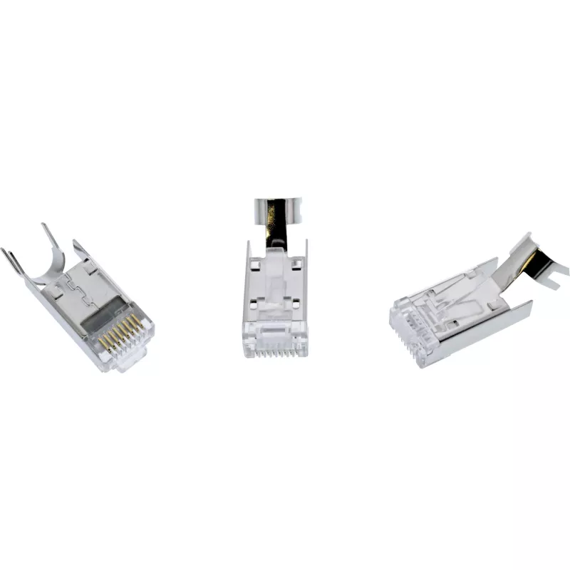 InLine crimp-stekker Cat.6A RJ45 afgeschermd, 3-delig zwart 10-pack