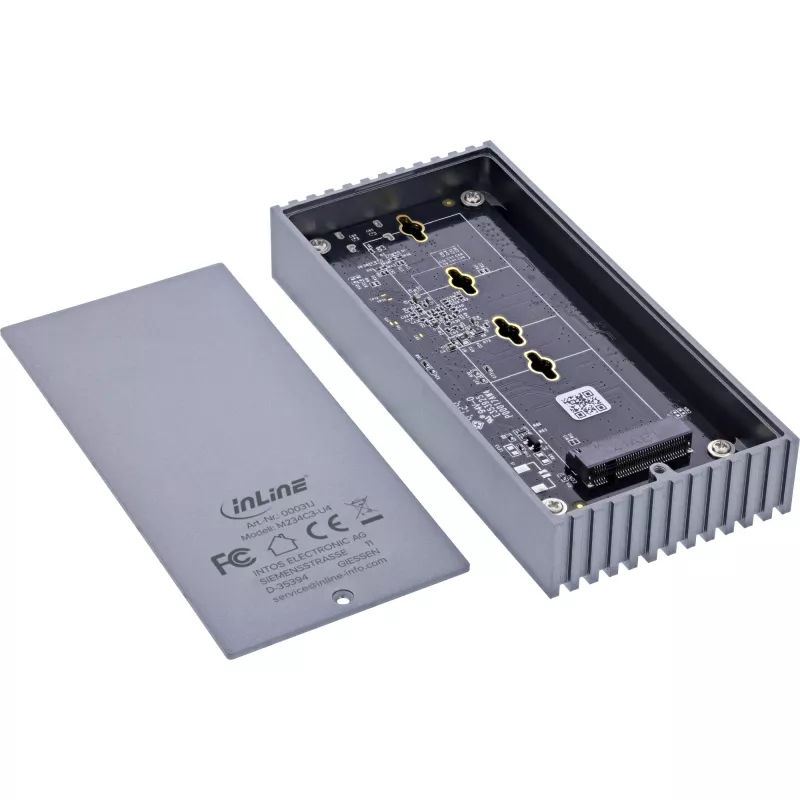 Externe USB4-behuizing InLine 00031J — USB-C naar M.2 NVMe SSD, 40 Gb/s, aluminium