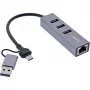 InLine 33380S Interface-hub USB 3.2 Gen 1 (3.1 Gen 1) Type-A + Type-C 5000 Mbit/s Grijs