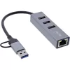 InLine 33380S Interface-hub USB 3.2 Gen 1 (3.1 Gen 1) Type-A + Type-C 5000 Mbit/s Grijs