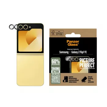 Camera-objectiefbescherming PanzerGlass PicturePerfect voor Samsung Galaxy Z Flip7 FE — gehard glas, siliconen, transparant, 1 stuk