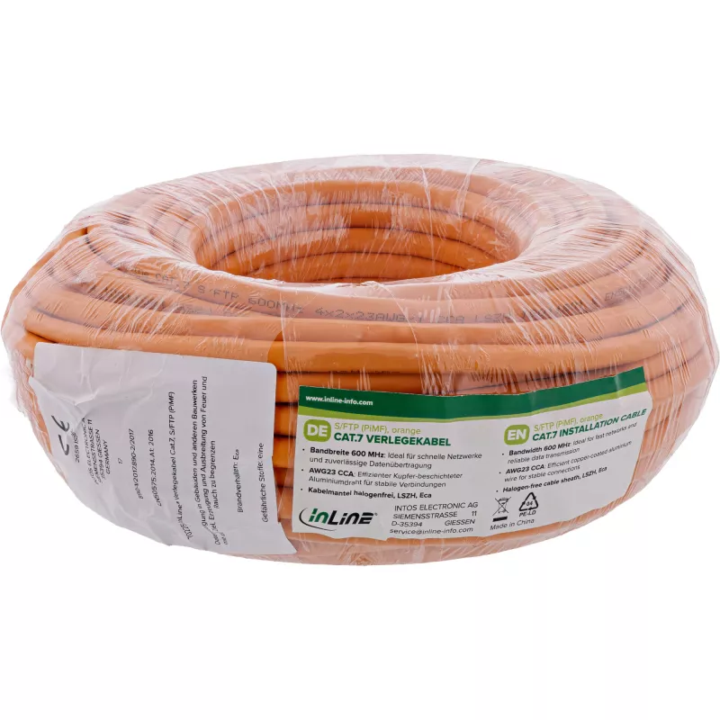 Netwerkkabel InLine 70210I RJ45 Cat.7 600MHz 1m oranje