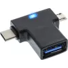 InLine USB 3.1/2.0 OTG T-adapter, USB-C-stekker of Micro-USB naar A-bus