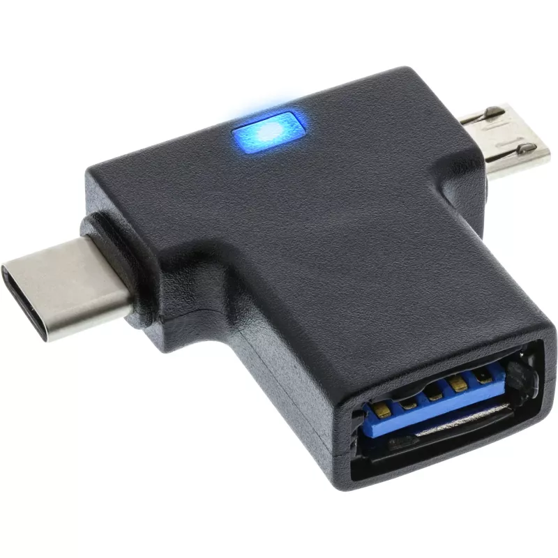 InLine USB 3.1/2.0 OTG T-adapter, USB-C-stekker of Micro-USB naar A-bus