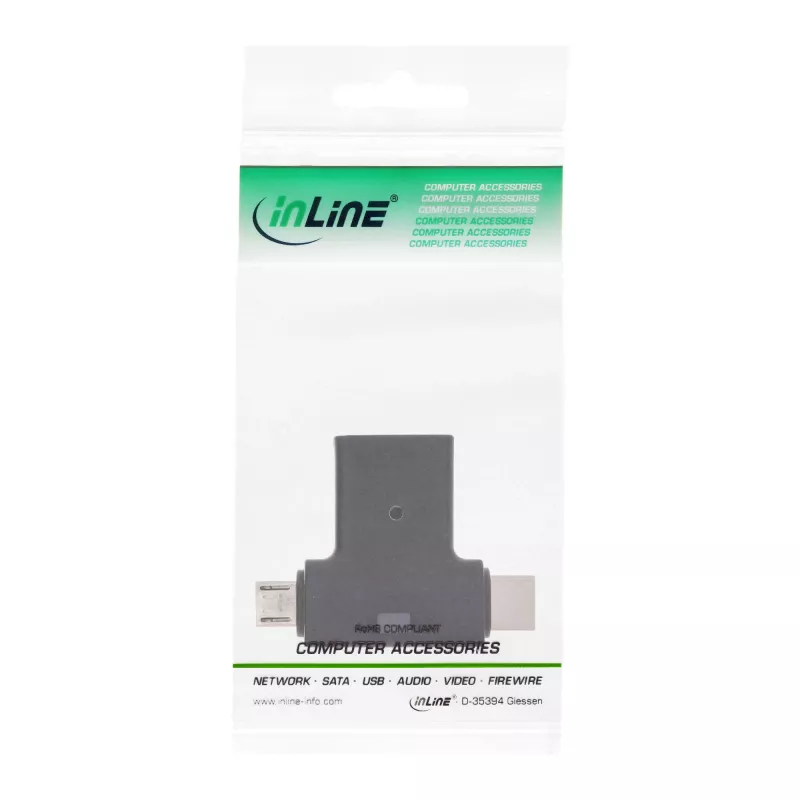 InLine USB 3.1/2.0 OTG T-adapter, USB-C-stekker of Micro-USB naar A-bus