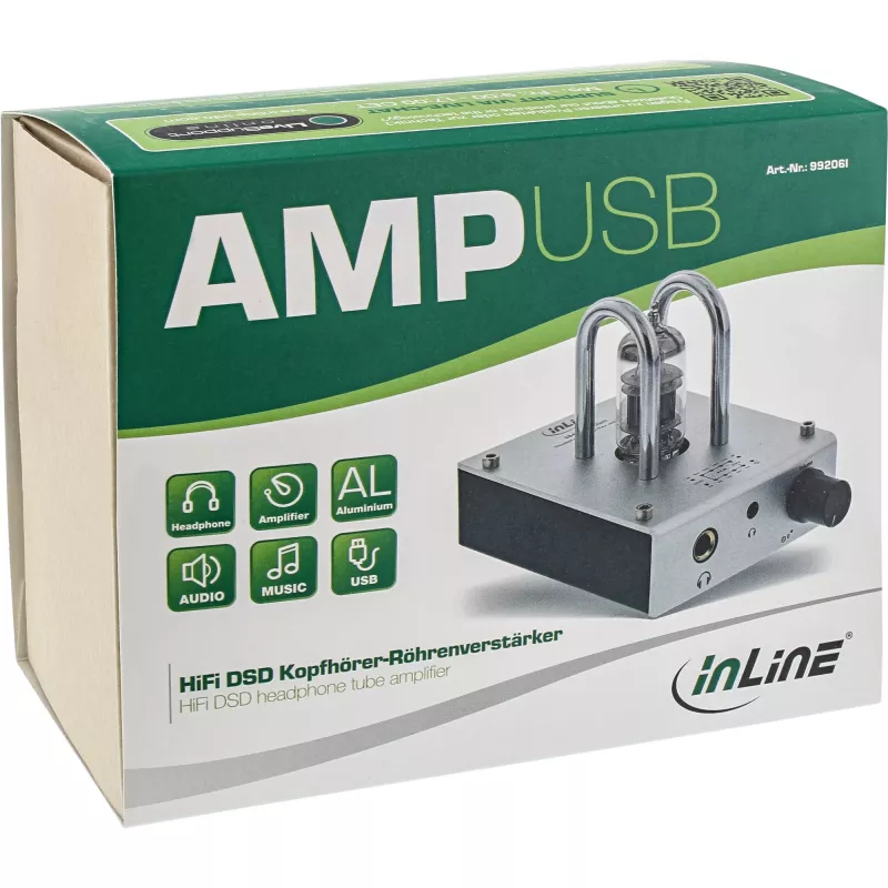 InLine AmpUSB, Hi-Res AUDIO HiFi DSD USB-audio-DAC, buizenversterker