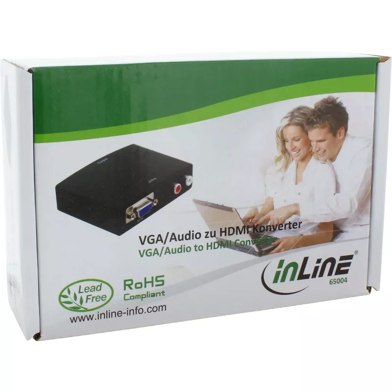 InLine converter VGA + audio naar HDMI ingang VGA en cinch-audio uitgang HDMI