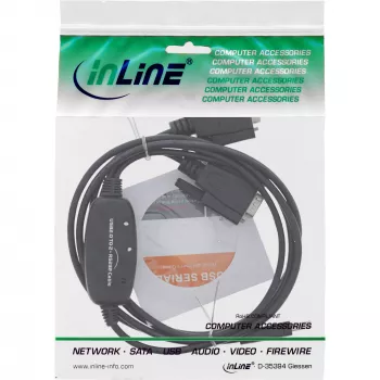 InLine USB 2.0 naar 2x seriële adapterkabel USB Type-A naar 2x 9-pins Sub-D stekker 1,5 m