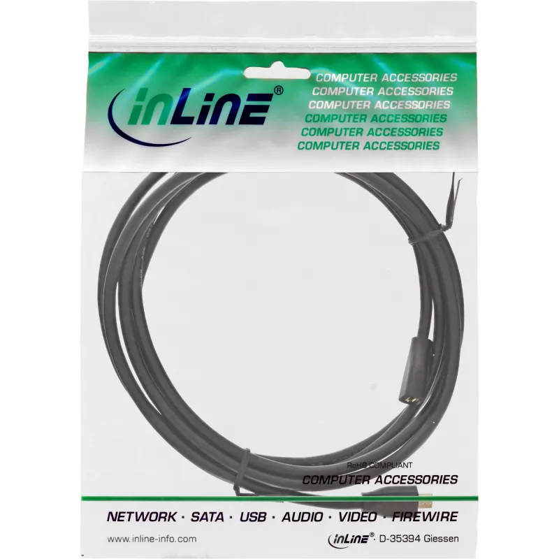 InLine Micro-USB 2.0 verlengkabel, Micro-B M/V, zwart/goud, 1,5 m