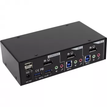 InLine desktop KVM-switch 2 poorten DisplayPort USB 3.0 hub met audio