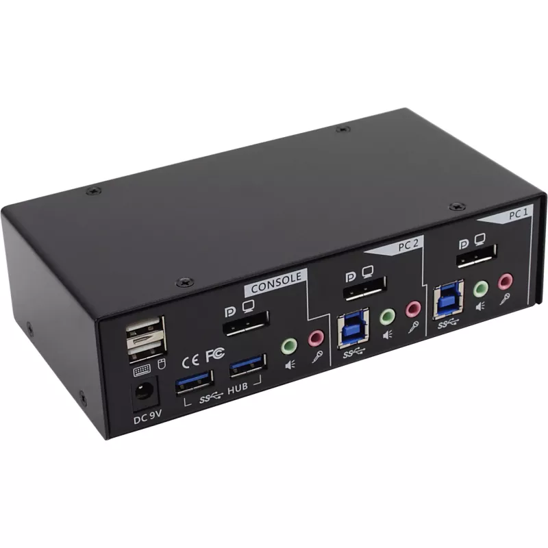 InLine desktop KVM-switch 2 poorten DisplayPort USB 3.0 hub met audio
