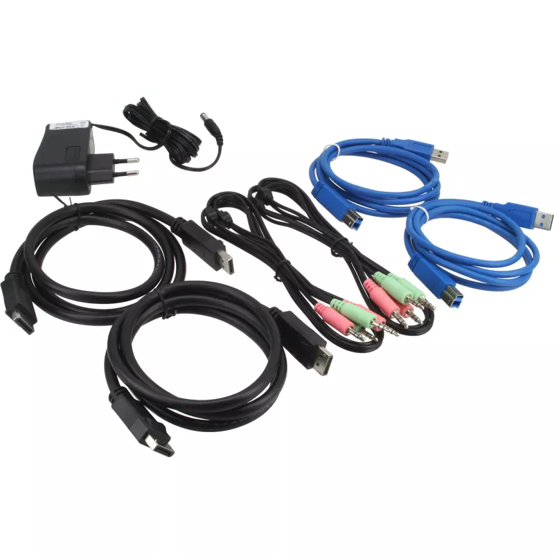 InLine desktop KVM-switch 2 poorten DisplayPort USB 3.0 hub met audio