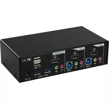 InLine desktop KVM-switch, 2 poorten, HDMI, USB 3.0 hub, met audio