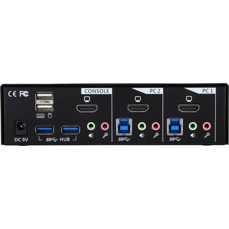 InLine desktop KVM-switch, 2 poorten, HDMI, USB 3.0 hub, met audio