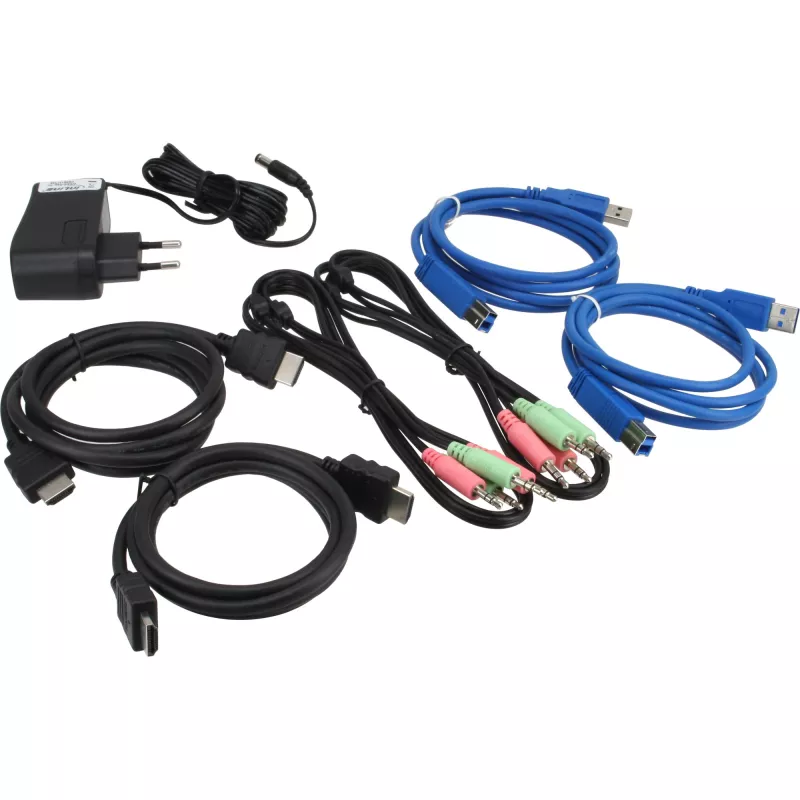 InLine desktop KVM-switch, 2 poorten, HDMI, USB 3.0 hub, met audio