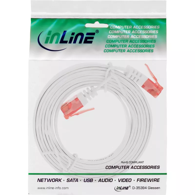 InLine platte ultraslim patchkabel U/UTP Cat.6 gigabit-geschikt wit 1,5 m
