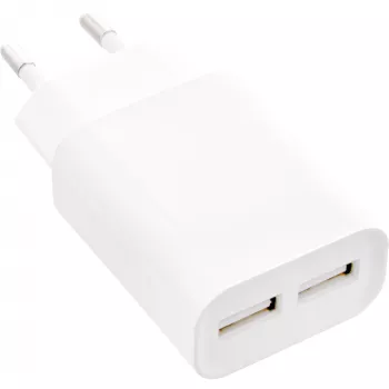 InLine USB-voeding DUO, 2 poorten 100-240VAC naar 5V / 2.1A wit