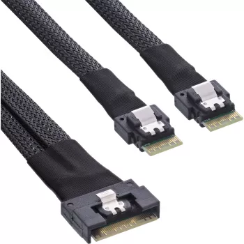 InLine slanke SAS-kabel, SFF-8654 8i naar 2x SFF-8654 4i, 0,75 m