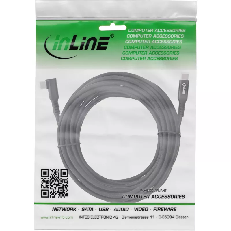 InLine USB 3.2 Gen.1-kabel, USB Type-C-stekker/stekker haaks voor VR, zwart, 5 m