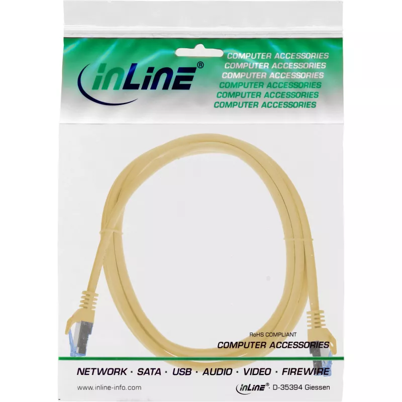 InLine 72655Y netwerkkabel geel 0,5 m Cat6a S/FTP (S-STP)