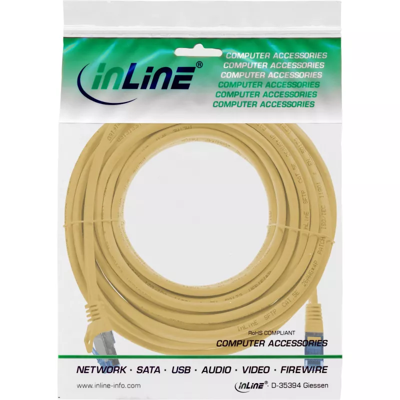 InLine 72605Y netwerkkabel geel 5 m Cat6a S/FTP (S-STP)