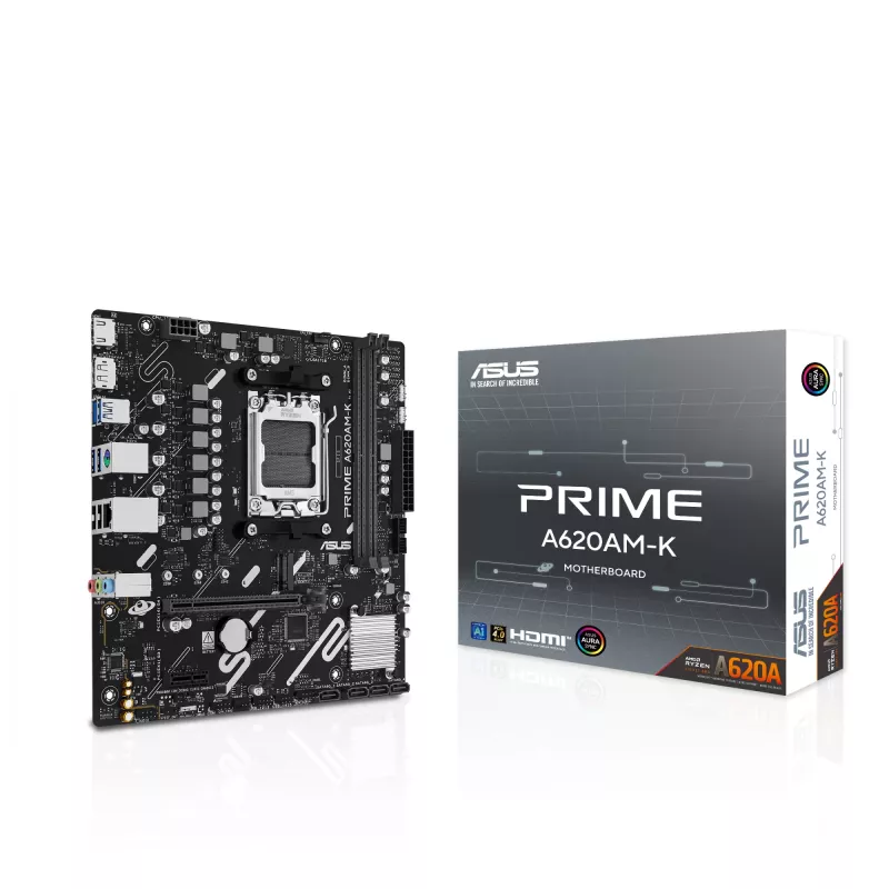 Moederbord ASUS PRIME A620AM-K socket AM5 microATX DDR5, 2 DIMM, max 128 GB, A620A-chipset