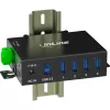InLine 35396A industriële USB 3.2 Gen 1-hub, 4x USB-A, USB-B-hostpoort, 5 Gbit/s, aluminium behuizing, zwart, met voeding