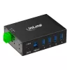 InLine 35396A industriële USB 3.2 Gen 1-hub, 4x USB-A, USB-B-hostpoort, 5 Gbit/s, aluminium behuizing, zwart, met voeding
