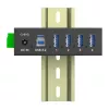 InLine 35396A industriële USB 3.2 Gen 1-hub, 4x USB-A, USB-B-hostpoort, 5 Gbit/s, aluminium behuizing, zwart, met voeding