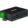 InLine 35396A industriële USB 3.2 Gen 1-hub, 4x USB-A, USB-B-hostpoort, 5 Gbit/s, aluminium behuizing, zwart, met voeding