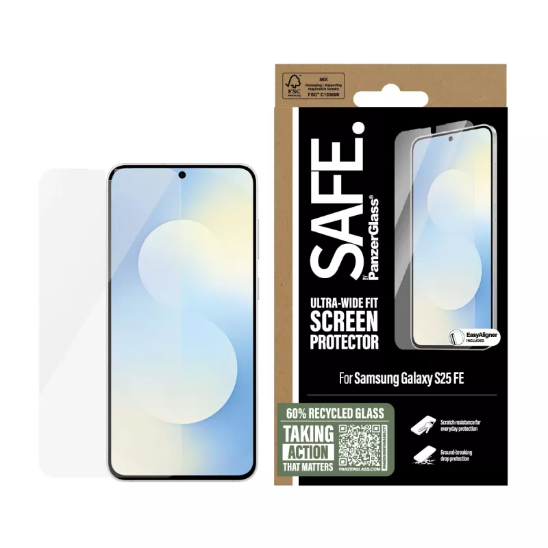 PanzerGlass SAFE. by ® beeldschermbescherming Samsung Galaxy S25 FE 5G | Ultra-Wide Fit met EasyAligner