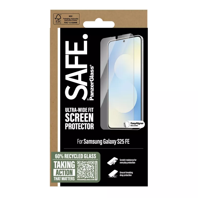 PanzerGlass SAFE. by ® beeldschermbescherming Samsung Galaxy S25 FE 5G | Ultra-Wide Fit met EasyAligner